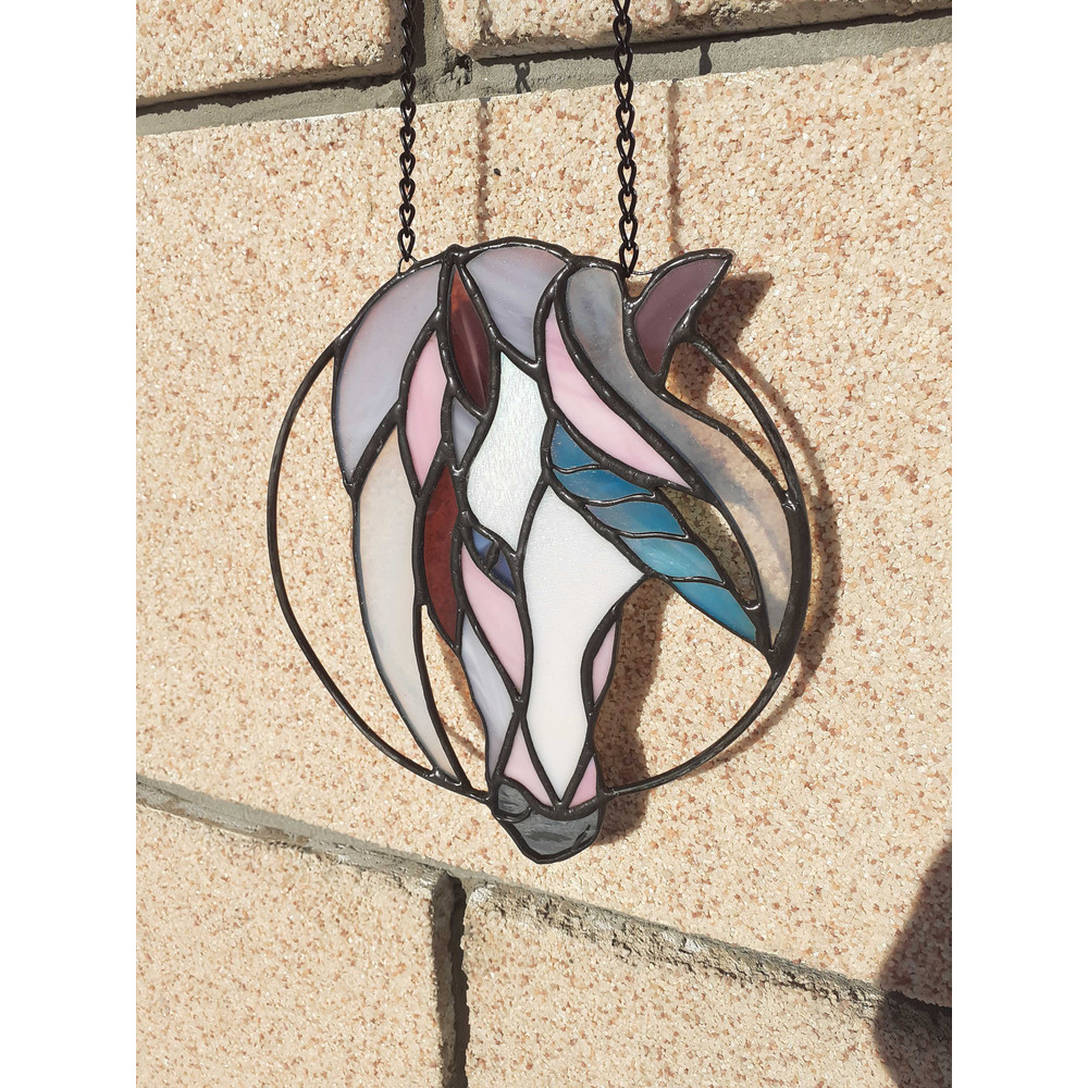 Stained Glass Unicorn Suncatcher Stained Glass Window Hanging Stained Glass Horse Dreamcatcher Fairy Tale Ornament 1