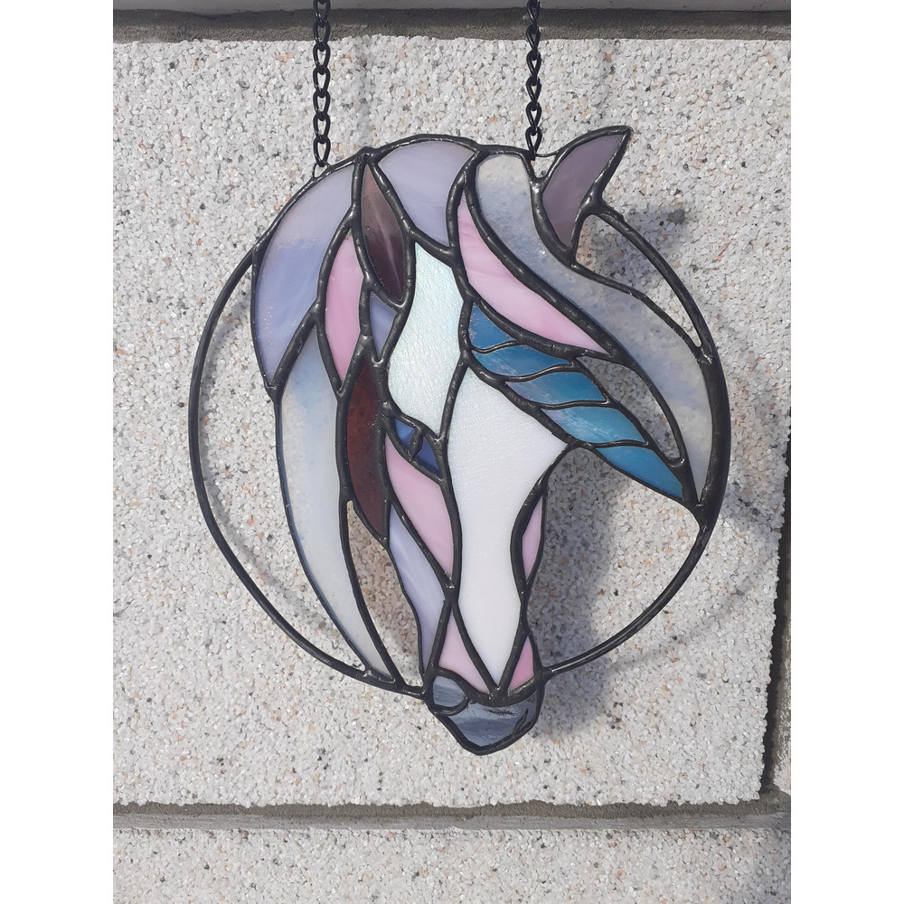 Stained Glass Unicorn Suncatcher Stained Glass Window Hanging Stained Glass Horse Dreamcatcher Fairy Tale Ornament 3
