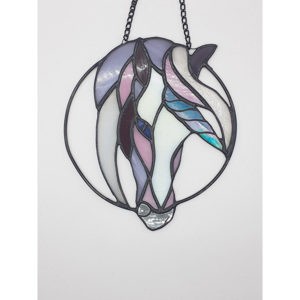 Stained Glass Unicorn Suncatcher Stained Glass Window Hanging Stained Glass Horse Dreamcatcher Fairy Tale Ornament 6
