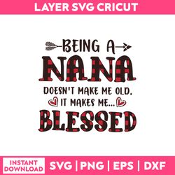 being a nana doesn't make me old it make me blessed svg, funny quotes svg png dxf eps file