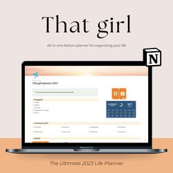 notion planner template, digital planner, personal planner, 2023 notion template life planner, that girl planner