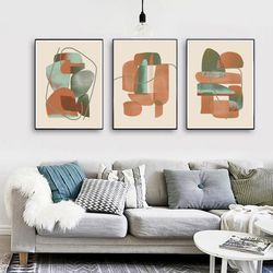 Abstract Modern Art Rust And Green Wall Art 3 Piece Prints Abstract Poster Set Of 3 Download Prints Large Print Triptych