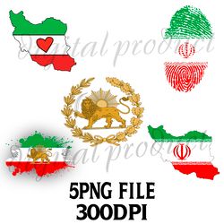 iran flag with png sublimation download digital file