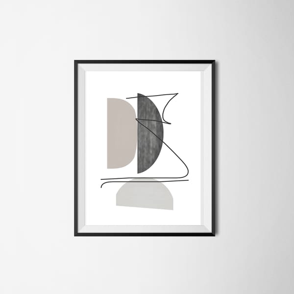 Gray Wall Art Set Of 3 Prints Abstract Ceometric Poster Down - Inspire ...