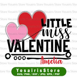 custom personalized name little miss valentine png, valentine's day png, valentine png for girls