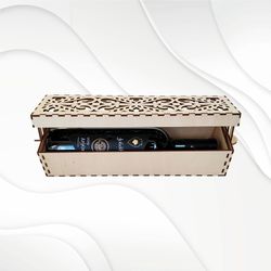 Wine holder box turn svg dxf laser cut design. Bottle box digital model, Vine box, Wine gift box. Lockable box.