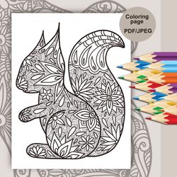 Coloring pages, Coloring page Squirrel, Coloring pages for adults, Coloring pages for kids, Coloring sheets, Coloring pi