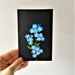 Forget me not flower painting acrylic small wall decor