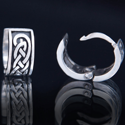 Silver earrings with a Celtic pattern
