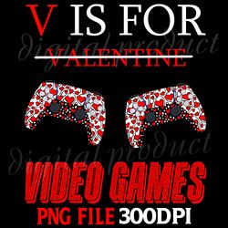 v is for valentine video games png digital file ps5 controller red heart pattern