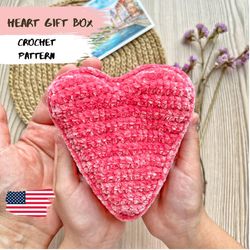 Valentine's Day gift box CROCHET PATTERN, heart crochet pattern, heart basket pattern