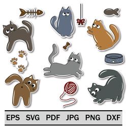 Bundle cute cats. Stickers for Printing Cricut