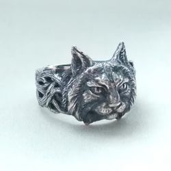 For CHEN HSUAN KAO Lynx Head.Lynx Ring.Cat Ring.Bobcat Ring.Animal Totem.Animal Ring.Lynx Charm.
