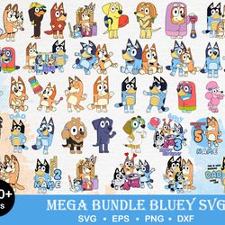 180 bluey svg files for cricut, svg files, svg bundle, cricut svg, png files, eps files, silhouette, silhouette art,blue