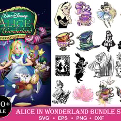 250 alice in wonderland svg bundle, alice in wonderland clipart, alice in wonderland cut file, silhouette, printable, al