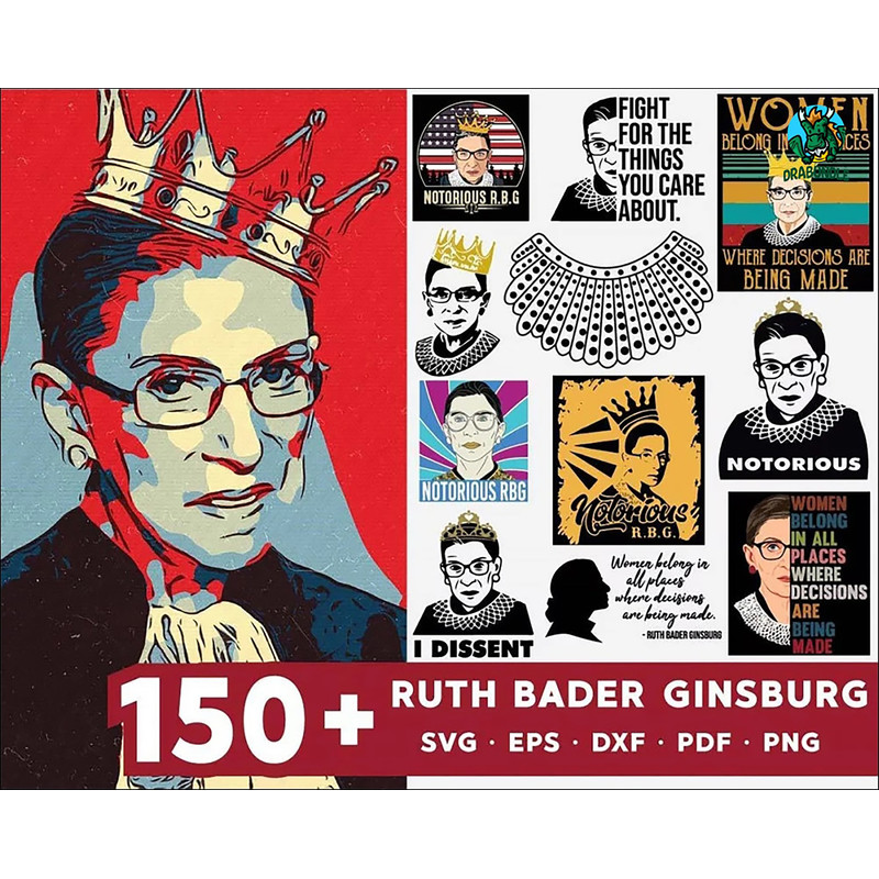Designs Ruth Bader Ginsburg RBG Svg Bundle Layered Item, Clipart, Cricut, Digital Vector Cut File.jpg