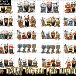 harry fall coffee png, halloween coffee latte bundle, 5 files harry coffee latte, fall coffee png bundle, hand drawn des