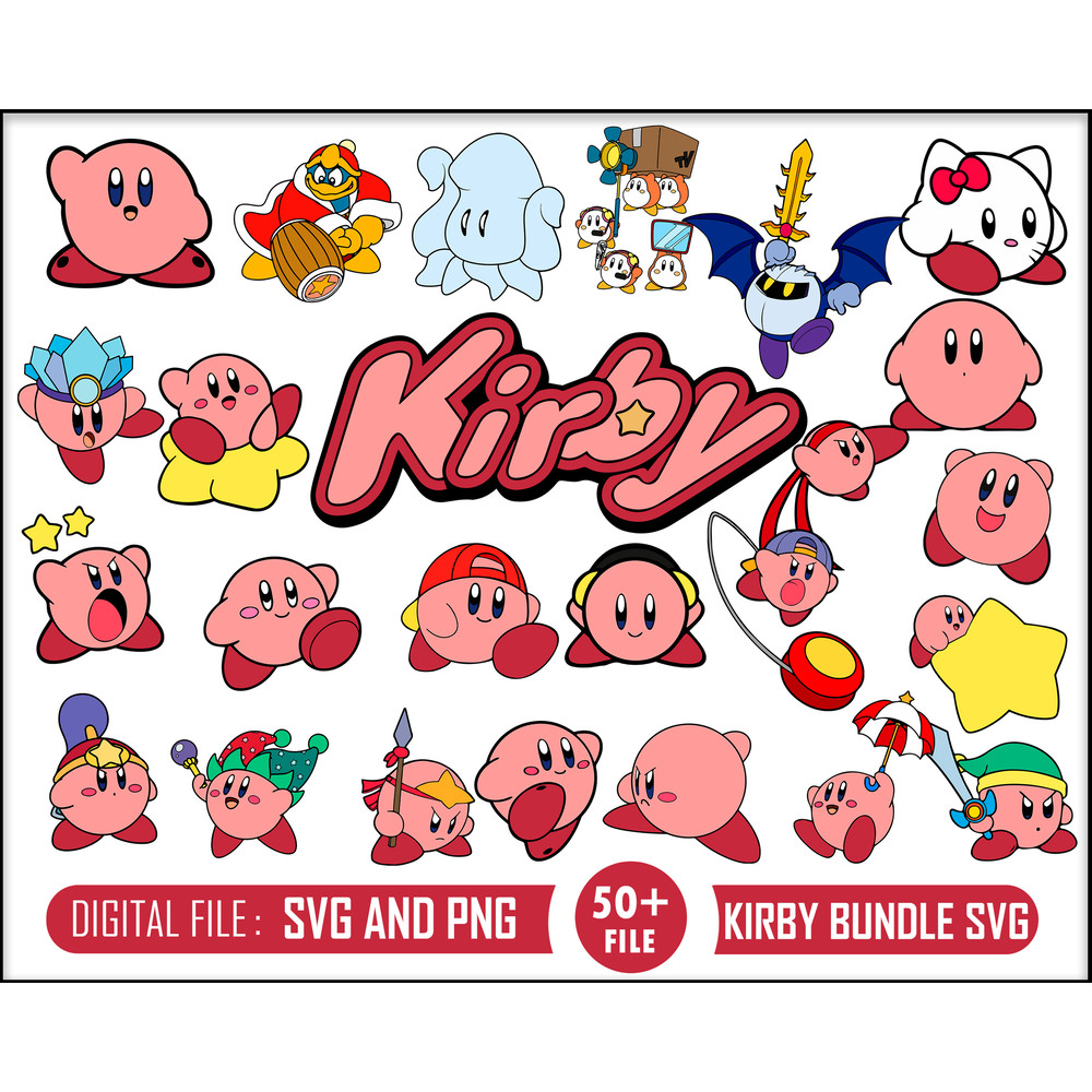 Kirby Bundle Svg, Games, Layered, Silhouette, Cricut, Digital Download.jpg
