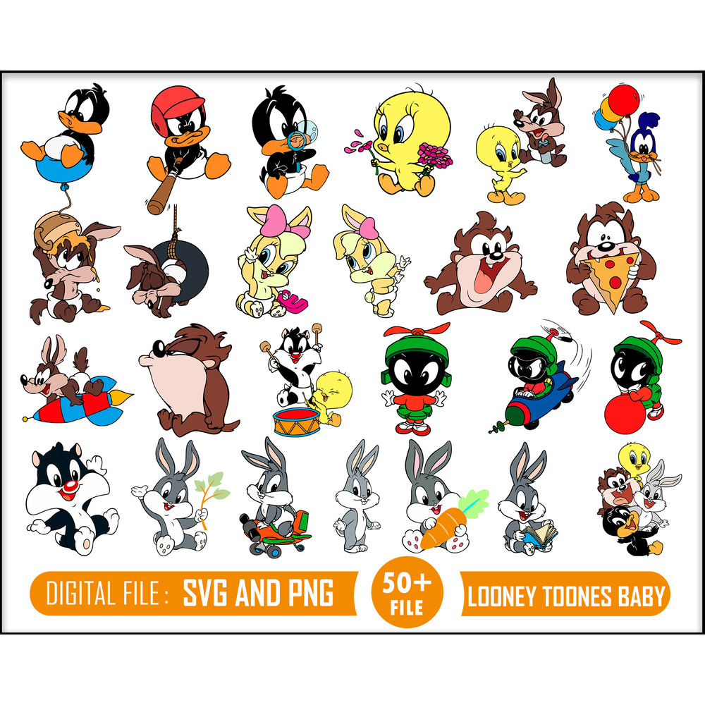 Looney Tunes Bundle Svg, Looney Tunes Svg, Baby Looney Svg, Taz Svg, Daffy Svg, Bugs Bunny Svg, Tweety Svg, Sylvester Svg.jpg