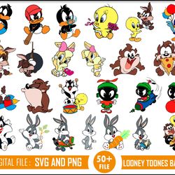 looney tunes bundle svg, looney tunes svg, baby looney svg, taz svg, daffy svg, bugs bunny svg, tweety svg, sylvester sv
