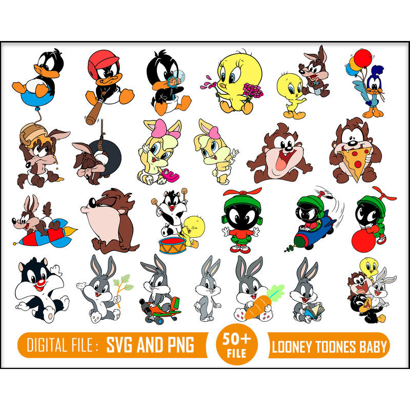 Looney Tunes Bundle Svg, Looney Tunes Svg, Baby Looney Svg, Taz Svg, Daffy Svg, Bugs Bunny Svg, Tweety Svg, Sylvester Svg.jpg