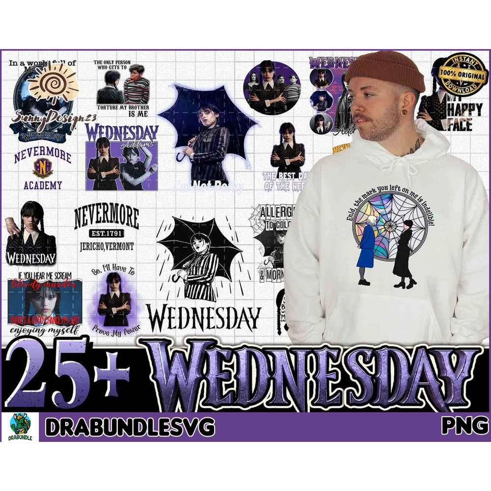 New 2022 TV Series Png, Horror Movies Png, Wed Addams Png Bundle, Nevermore Academy Png, Wed The Best Day Of Week Png.jpg