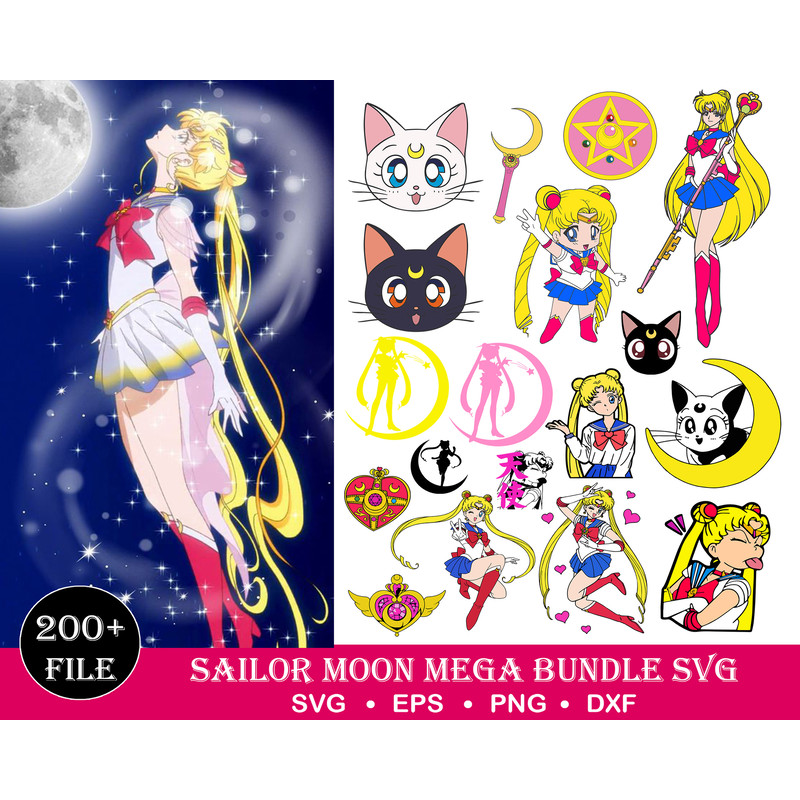 Sailor Moon Bundle Svg, Cartoon Svg, Sailor Moon Svg, Usagi Tsukino Svg, Luna Cat Svg, Sailor Moon Vector, Sailor Moon Clipart.jpg