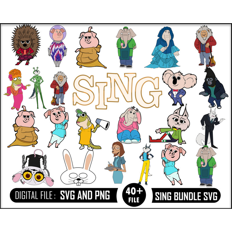 Sing , Sing 2 , Buster moon , Rosita , Ash , Johnny , Gunter , suki , nooshy , Miss crawley , clay calloway , bykarinn .jpg