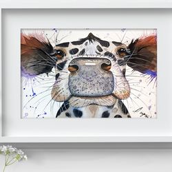 Cow Painting Watercolor Wall Decor 8"x11" home art animals watercolor cows painting by Anne Gorywine