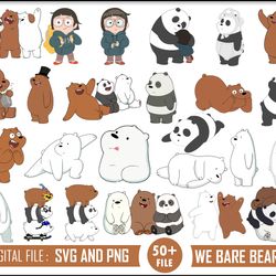 we bare bears digital, layered svg, silhouette, artwork, instant download, clip art, stickers, bundle layered, cricut, c