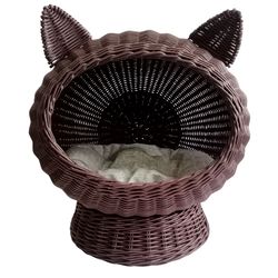 Cat bed with free cushion, Pet wicker basket, Pet cave bed, Pet house, Cat bed cute, Wicker dog bed