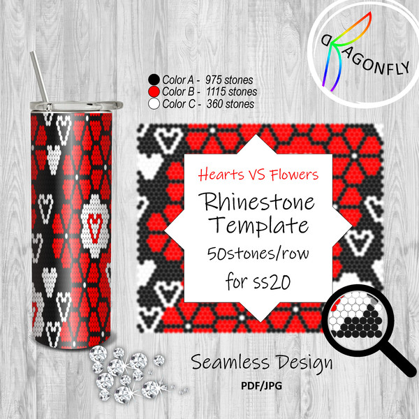 hearts VS flowers Rhinestone Template 50 stones_row for ss20 20oz Skinny.jpg