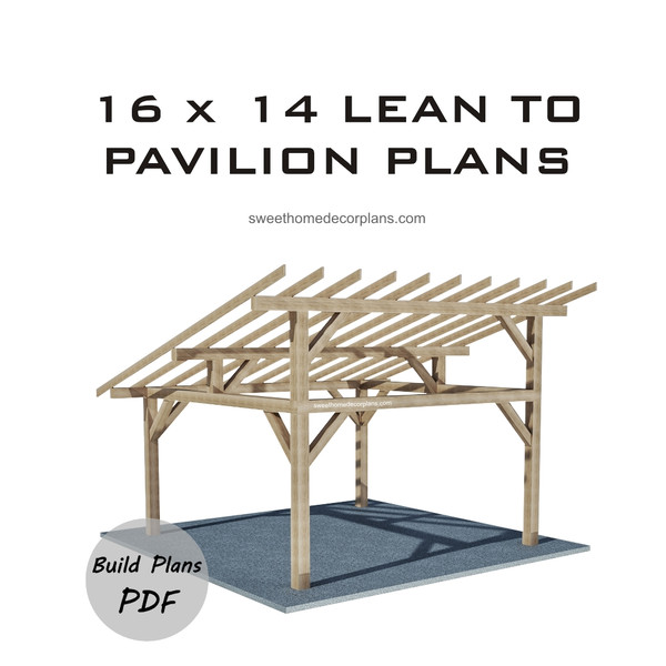 16 x 14  lean to pavilion plans wooden gazebo carport1.jpg