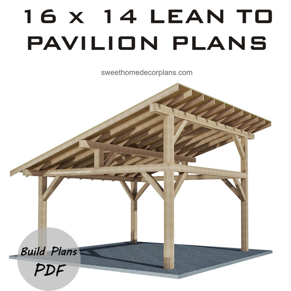 16 x 14  lean to pavilion plans wooden gazebo carport2.jpg