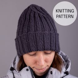 men's beanie hat with a diagonal ornament on the top pattern