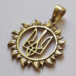 Ukraine trident in the sun necklace pendant,ukrainian emblem tryzub,ukrainian symbol,logo ukraine,ukrainian gifts online