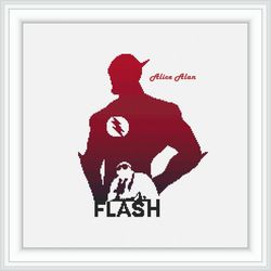 Cross stitch pattern Flash silhouette superhero comics superman monochrome red counted crossstitch patterns Download PDF