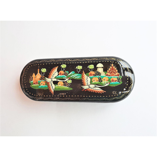 russian north glasses case hand painted