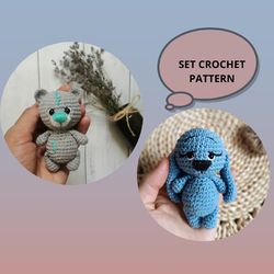 Crochet pattern set Teddy bear end bunny, amigurumi Teddy bear, amigurumi bunny, crochet toy