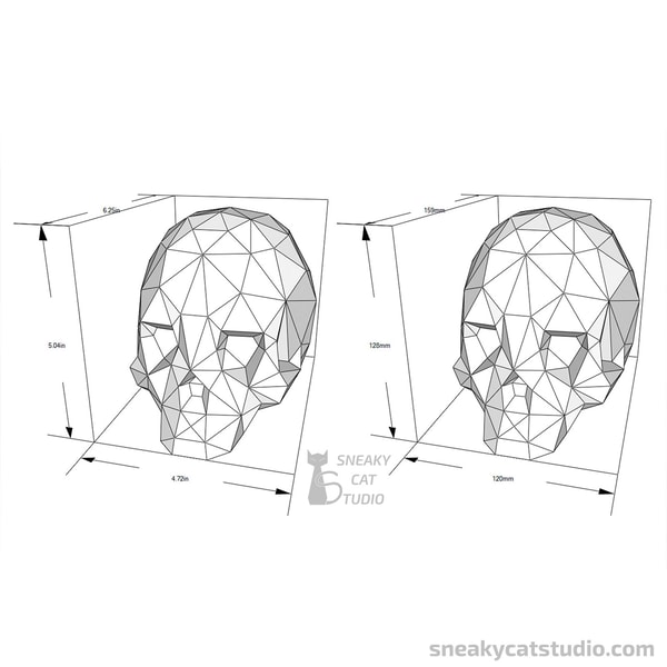 Skull 3D Papercraft template Digital pattern for printing Inspire