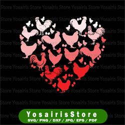 valentine day chicken heart svg png, funny animal farmer svg, chicken lover, chicken valentines svg