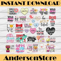 huge valentine's bundle 35 svg dxf png eps files for cutting machines cameo cricut, funny, valentines day, toddler