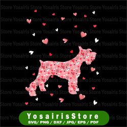 Valentines Day Love Hearts Schnauzer Dog PNG, Schnauzer Heart Valentines Png, Valentines Day Png