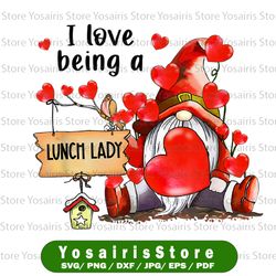 i love being a lunch lady gnome png,  lunch lady heart valentines png, valentines day png, valentine png