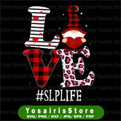SLP Love Png, Leopard Red Plaid Png Valentines Day Png, Valentine Love PNG Leopard Buffalo Plaid Gnome Heart