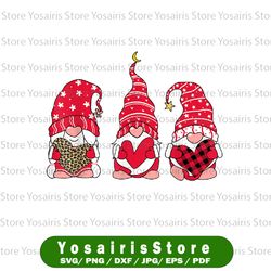 three gnomes holding heart leopard png, happy valentine's day png, valentines day png, three gnomes png