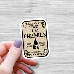 tears of my enemies waterproof glossy sticker, witchy sticker, rpg gamer sticker, pagan sticker, gift for gamer girl, gi
