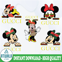 brand logo bundle svg, gucci logo svg, gucci mickey svg, gucci minnie svg, gucci bundle svg