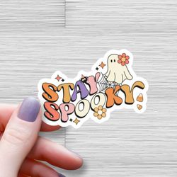 stay spooky waterproof glossy sticker, halloween sticker, retro ghost vinyl stickers
