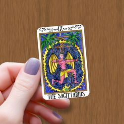 the sagittarius zodiac tarot card waterproof glossy sticker, sagittarius horoscope vinyl stickers